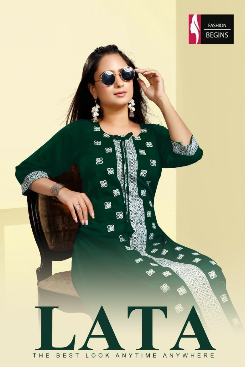 Lata Fashion begins Fancy Ethnic Wear Rayon Designer Kurti Collection